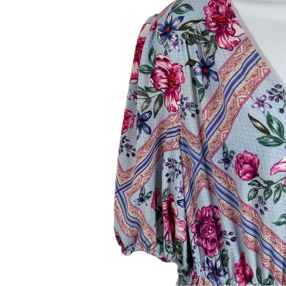 Dreamcatcher Cottage Core Tiered Blue Floral Maxi Dress 10 Blue Pockets - Picture 5 of 11